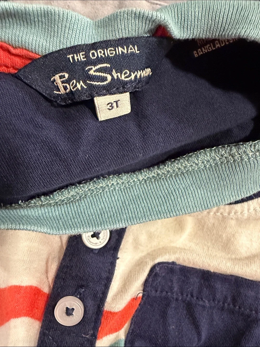 3 PC Set Kids Crew Neck Tees Navy Aqua & White and gray Shorts